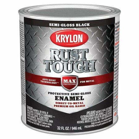 KRYLON Rust Tough Oil-Based Semi-Gloss Rust Control Enamel, Black, 1 Qt. K09709008